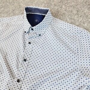 CONSTRUCT Shirt Mens White L Floral Slim Fit 4 Way Stretch Button Long Sleeve